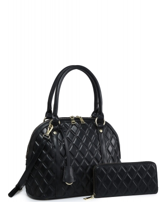 Quilted Satchel Wallet Bag 716551 BLACK